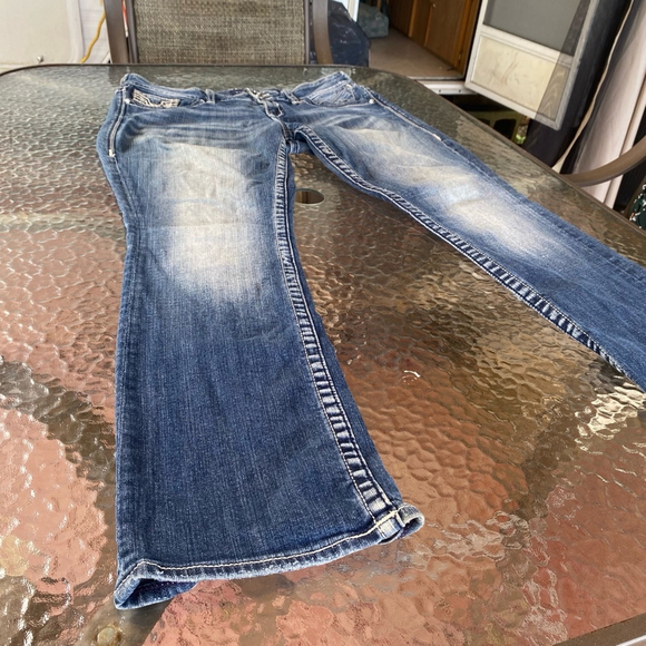 Y2K Trashy McBling Distressed Low Rise Bling Diamond Jeans Size 10 Embroidered - Picture 2 of 16